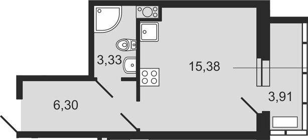 Квартира 26,2 м², студия - изображение 1