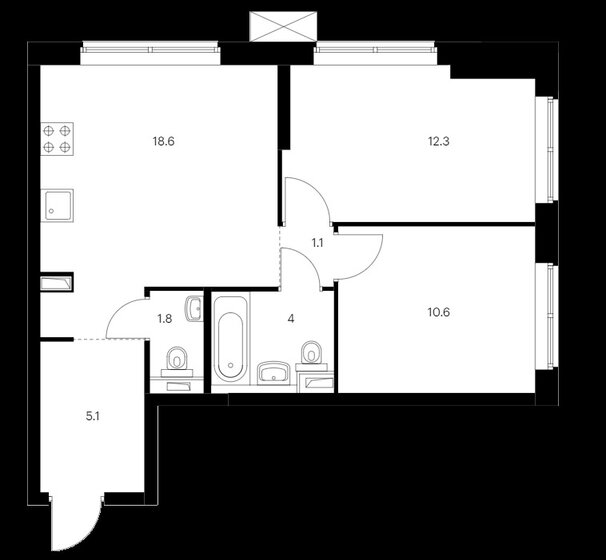 53,5 м², 2-комнатная квартира 18 000 000 ₽ - изображение 1