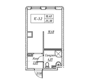 Квартира 25,4 м², студия - изображение 1