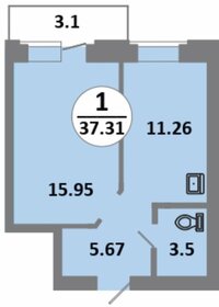 Квартира 37,3 м², 1-комнатная - изображение 1