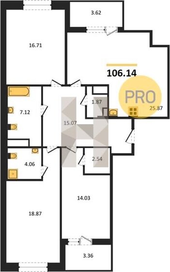 106,1 м², 3-комнатная квартира 26 550 000 ₽ - изображение 1