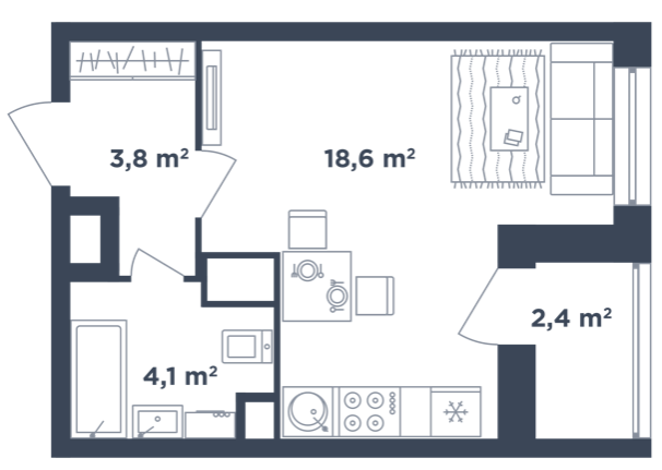 28 м², квартира-студия 7 500 000 ₽ - изображение 46