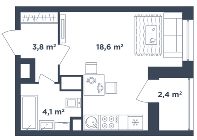 Квартира 28 м², студия - изображение 1