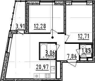 60,7 м², 2-комнатная квартира 8 350 000 ₽ - изображение 1