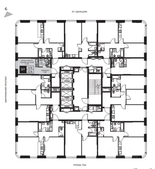 22,4 м², квартира-студия 14 650 000 ₽ - изображение 1