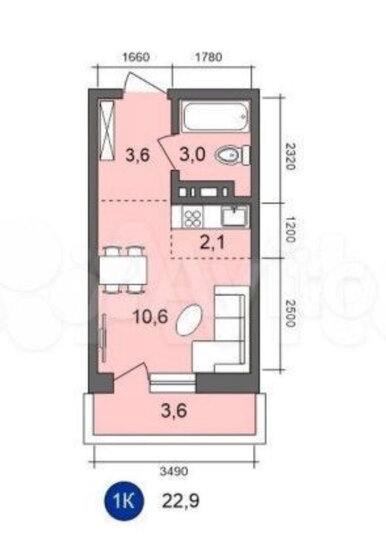 23 м², квартира-студия 4 070 000 ₽ - изображение 1