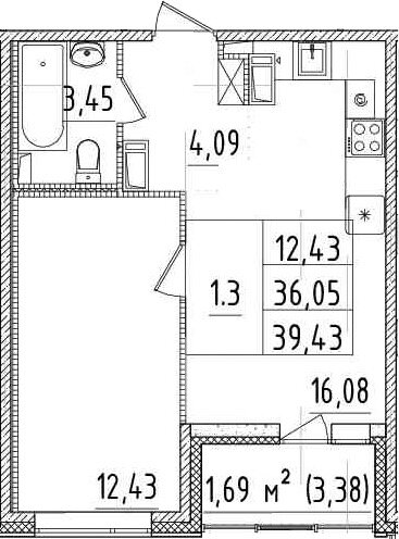 36,6 м², 1-комнатная квартира 11 990 000 ₽ - изображение 1