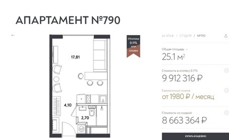 Квартира 25,1 м², студия - изображение 1