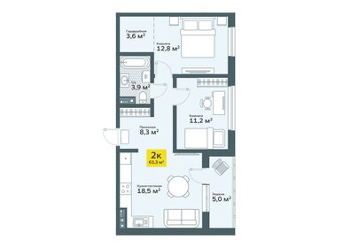 58 м², 2-комнатная квартира 5 700 000 ₽ - изображение 28