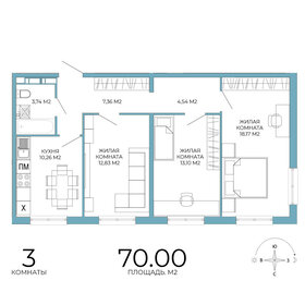 Квартира 70 м², 3-комнатная - изображение 1