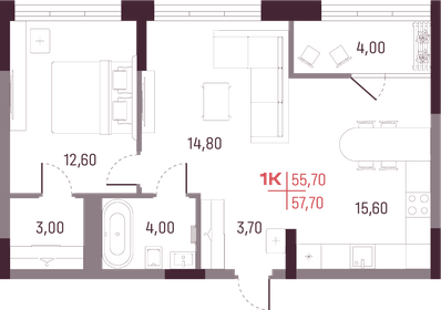 60,3 м², 1-комнатная квартира 10 846 800 ₽ - изображение 13