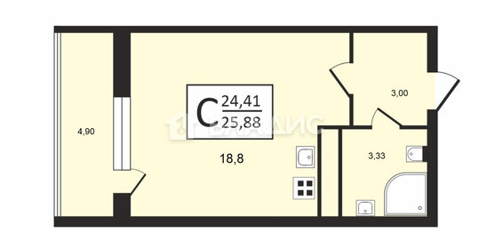 Квартира 25,9 м², студия - изображение 1