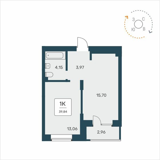39,8 м², 1-комнатная квартира 5 800 000 ₽ - изображение 1