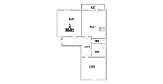 Квартира 68,8 м², 2-комнатная - изображение 1