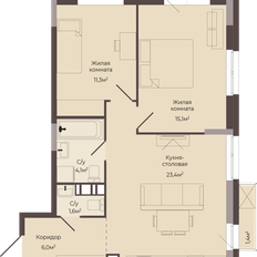 Квартира 62,4 м², 2-комнатная - изображение 2