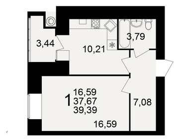 41,2 м², 1-комнатная квартира 2 900 000 ₽ - изображение 14