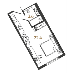 Квартира 26 м², студия - изображение 1