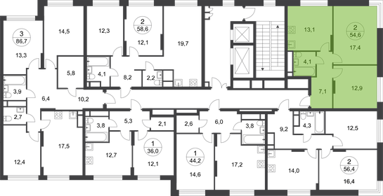 Квартира 54,6 м², 2-комнатная - изображение 2