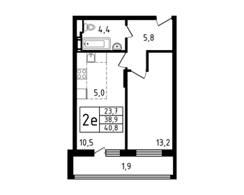 Квартира 40,8 м², 1-комнатная - изображение 1