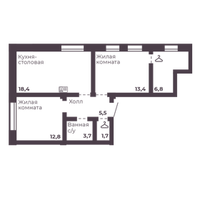 Квартира 62,3 м², 2-комнатная - изображение 1