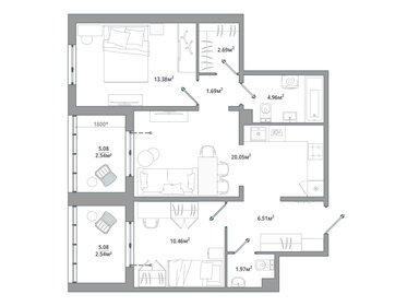 Квартира 66,8 м², 2-комнатная - изображение 1