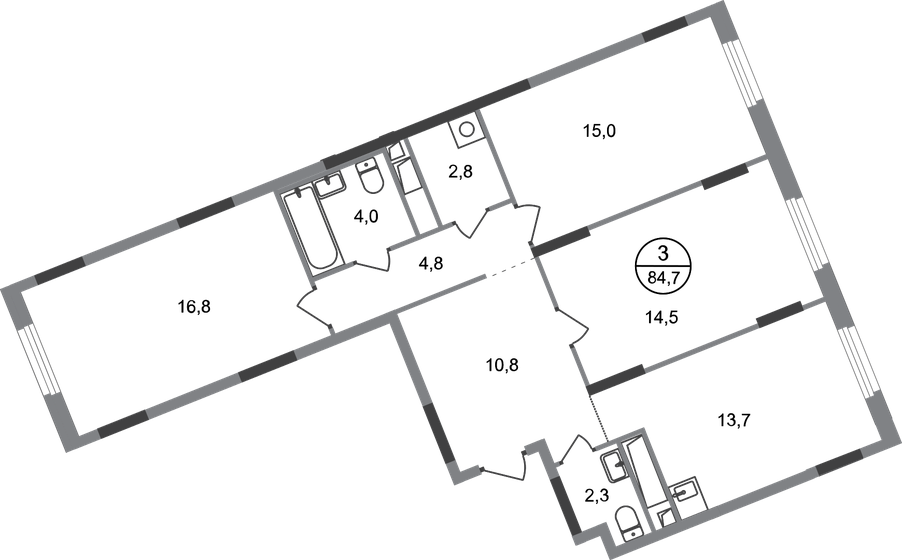 84,7 м², 3-комнатная квартира 18 777 232 ₽ - изображение 1