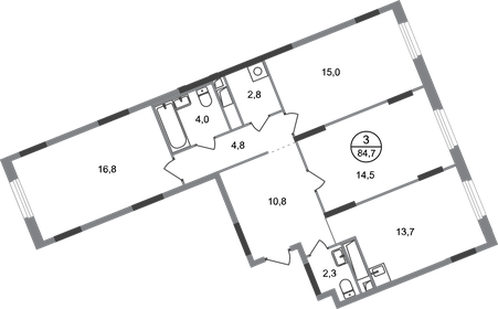 78,3 м², 3-комнатная квартира 18 500 000 ₽ - изображение 52