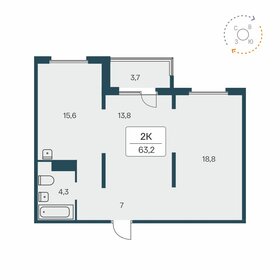 63,4 м², 2-комнатная квартира 5 850 000 ₽ - изображение 34