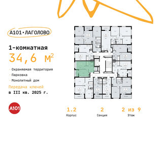 Квартира 34,6 м², 1-комнатная - изображение 2