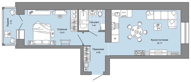 52,6 м², 2-комнатная квартира 5 499 999 ₽ - изображение 46
