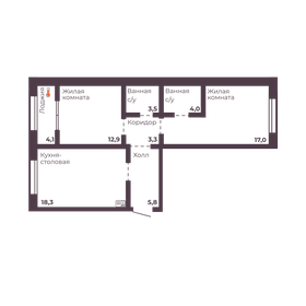 Квартира 64,8 м², 2-комнатная - изображение 1