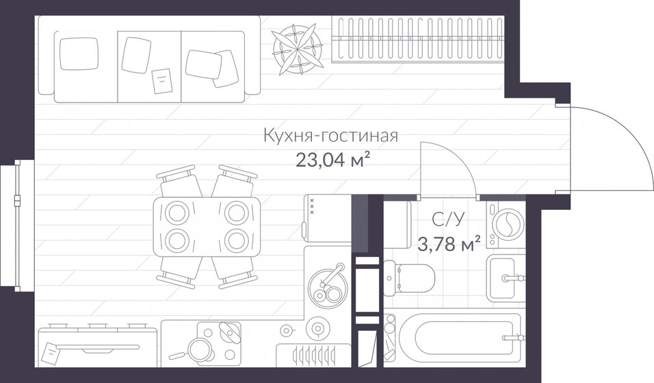 26,9 м², квартира-студия 6 000 000 ₽ - изображение 1