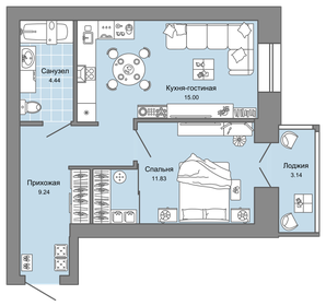 40,7 м², 2-комнатная квартира 4 151 400 ₽ - изображение 51