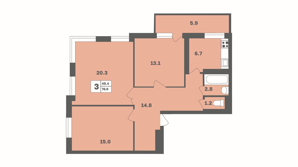 76,9 м², 3-комнатная квартира 7 262 821 ₽ - изображение 1