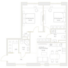 Квартира 72,8 м², 3-комнатная - изображение 2