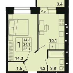 Квартира 35,1 м², 1-комнатная - изображение 2