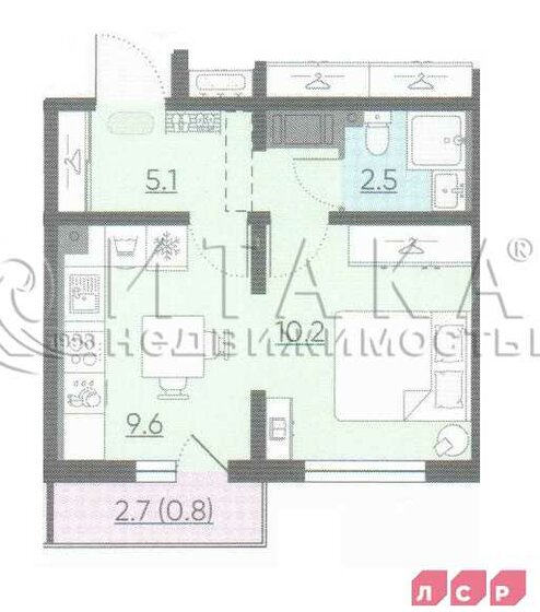 28,2 м², 1-комнатная квартира 5 650 000 ₽ - изображение 1