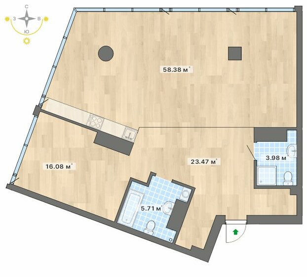 107,6 м², 1-комнатные апартаменты 26 900 000 ₽ - изображение 1