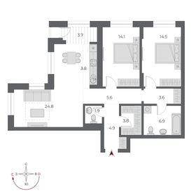 105,8 м², 3-комнатная квартира 19 300 000 ₽ - изображение 45