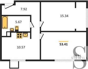 Квартира 53,4 м², 2-комнатная - изображение 1