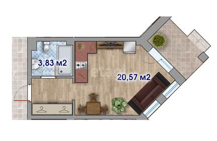 Квартира 29,7 м², студия - изображение 2