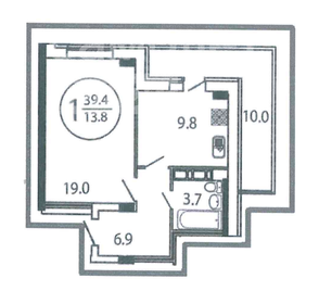 Квартира 49,6 м², 1-комнатная - изображение 1