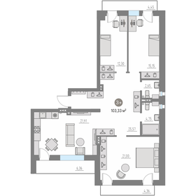 Квартира 103,3 м², 3-комнатная - изображение 1