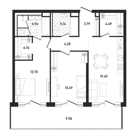 Квартира 88,8 м², 2-комнатная - изображение 1