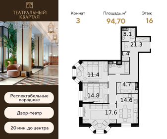 94,6 м², 3-комнатная квартира 37 934 600 ₽ - изображение 31