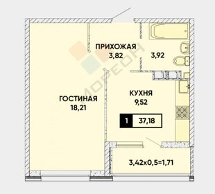 Квартира 37,8 м², 1-комнатная - изображение 1