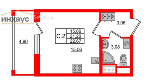 23,3 м², квартира-студия 3 800 000 ₽ - изображение 40