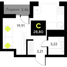 Квартира 28,8 м², студия - изображение 1