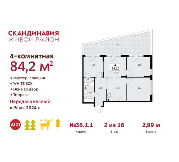 84,2 м², 4-комнатная квартира 21 061 496 ₽ - изображение 38