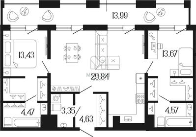 Квартира 81 м², 3-комнатная - изображение 1